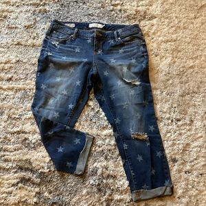 Torrid Boyfriend Cropped Star Print Jeans 14
